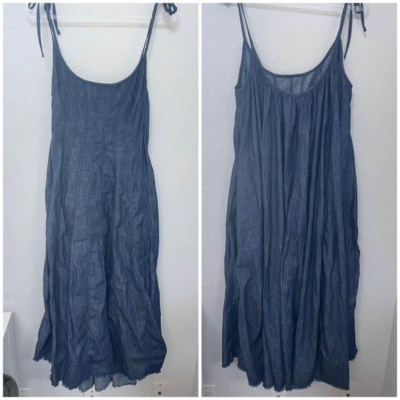 Free People Denim Dreams Midi Dress 70's Blue Size Small - Picture 2 of 6